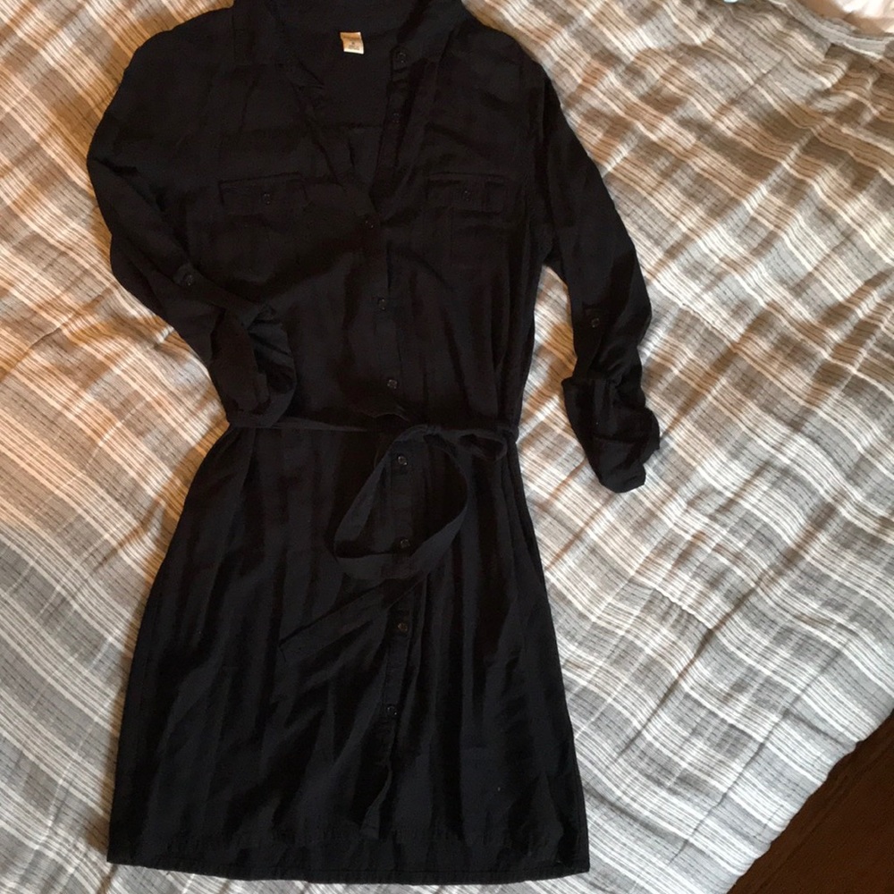 Black button up shirt dress